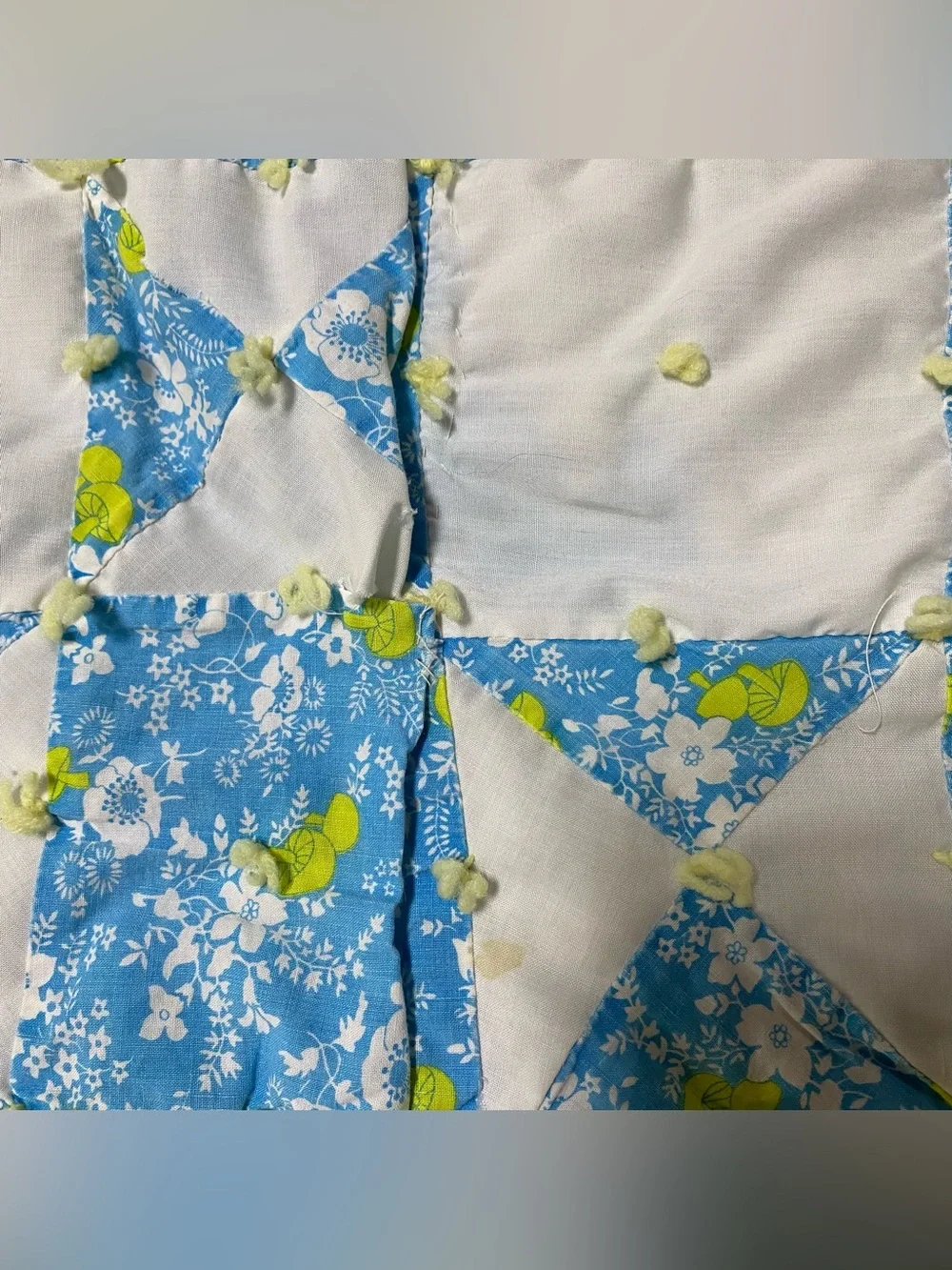 Vintage Ohio Star Patchwork Baby Crib Tie Quilt 32” x 44”